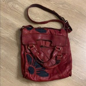 Beautiful Lucky Brand Cross Bag Burgundy Leather